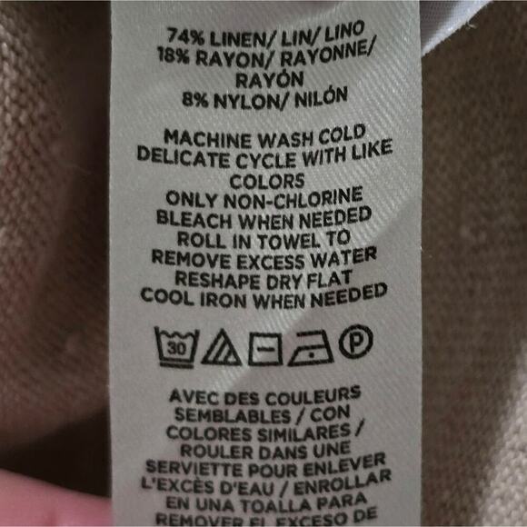 Ann‎ Taylor Wheat Beige Linen Blend Short Sleeve Boat Neck Sweater Size Large - Picture 4 of 5